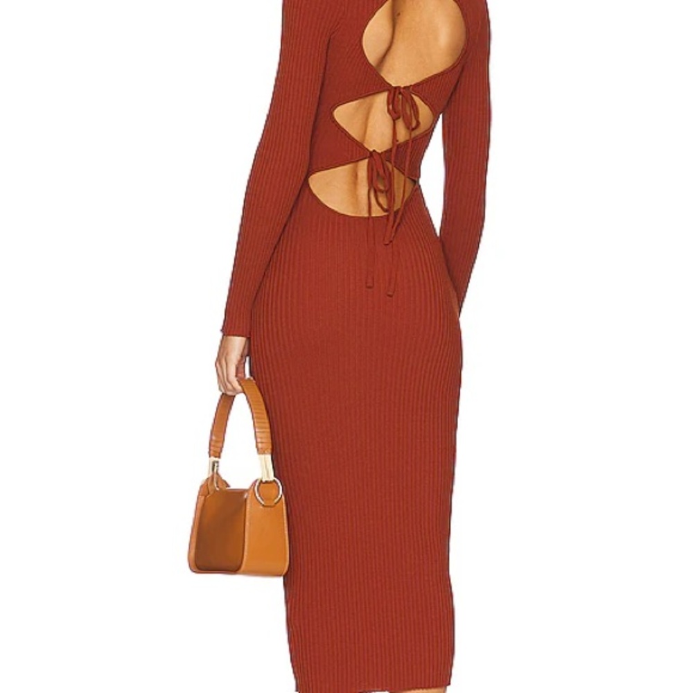 MINKPINK Rust Backless Long Sleeve Dress - Picture 2 of 8